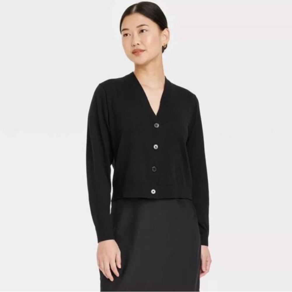 NWT! A New Day Women's Black Button-Up Cardigan Size Large